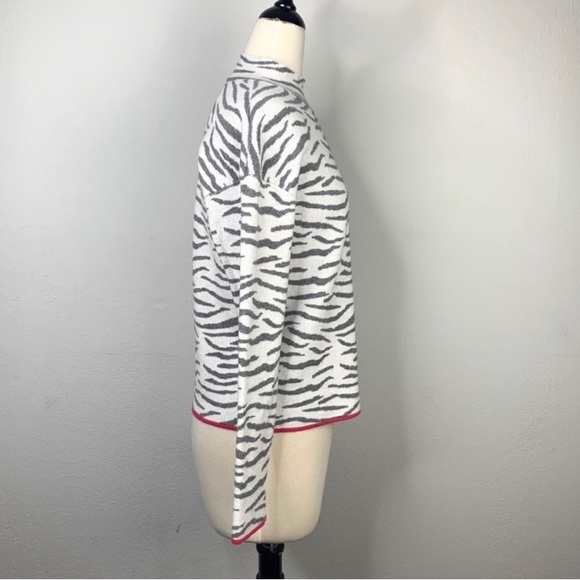 Anthropologie Zebra Print Lizzie Mock Neck Sweater Sz Medium - Picture 6 of 8